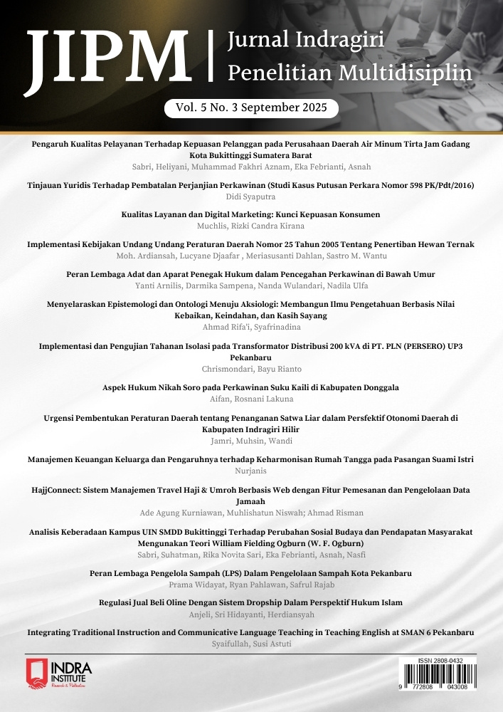 					View Vol. 5 No. 3 (2025): Jurnal Indragiri Penelitian Multidisiplin
				